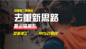 (11682期)去重新思路,详细教你自媒体视频二剪搬运技术,自己加工双重去重100%过…-网创资源站