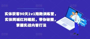 实体获客90天1v1陪跑训练营，实体同城红利崛起，带你破圈，掌握实战内容打法-网创资源站