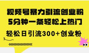 （11754期）视频号暴力引流创业粉，5分钟一条轻松上热门，轻松日引流300+创业粉-网创资源站