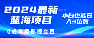 （11894期）2024最新蓝海项目，0成本卖影视会员，小白也能日入3位数-网创资源站