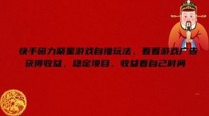 快手磁力聚星游戏自撸玩法,看看游戏广告获得收益,稳定项目,收益看自己时间【揭秘】-网创资源站