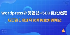 WordPress外贸建站+SEO优化教程，从0到1搭建可获得询盘外贸网站（57节课）-网创资源站