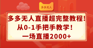 （12008期）多多无人直播超完整教程!从0-1手把手教学！一场直播2000+-网创资源站