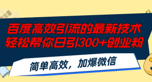 （12064期）百度高效引流的最新技术,轻松帮你日引300+创业粉,简单高效，加爆微信-网创资源站