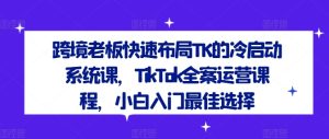 跨境老板快速布局TK的冷启动系统课,TikTok全案运营课程,小白入门最佳选择-网创资源站