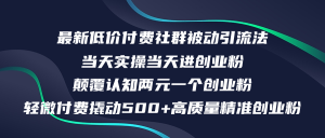 （12346期）最新低价付费社群日引500+高质量精准创业粉，当天实操当天进创业粉，日…-网创资源站