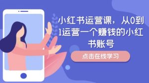 小红书运营课,从0到1运营一个赚钱的小红书账号-网创资源站