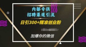 内部招聘渠道日引流300+创业粉,加爆你的微信【揭秘】-网创资源站