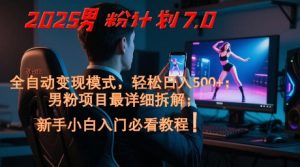 2025男粉计划7.0，全自动变现模式，轻松日入5张+，新手小白必看课程-网创资源站
