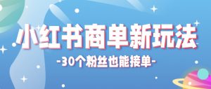 小红书商单新玩法，30个粉丝也能接单，一个月接三单赚了150+！适合新手小白操作-网创资源站