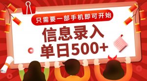 信息录入兼职2.0，几秒一单，打字+推广双模式，只需一部手机，随时随地…-网创资源站