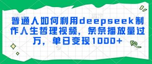 普通人如何利用deepseek制作人生哲理视频，条条播放量过万，单日变现1000+-网创资源站