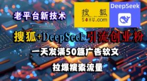 搜狐+DeepSeek引流创业粉,老平台新技术,一天发满50篇广告软文,拉爆搜索流量-网创资源站