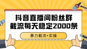 抖音直播间粉丝群截流,稳定采集数据全行业通用 2000+数据一天-网创资源站