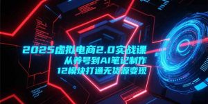 2025虚拟电商2.0实战课，从养号到AI笔记制作，12模块打通无货源变现-网创资源站