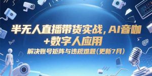 半无人直播带货实战，AI音咖+数字人应用 解决账号矩阵与违规难题(更新7月-网创资源站