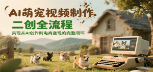 AI萌宠视频制作二创全流程，实现从AI创作到电商变现的完整闭环-网创资源站