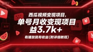 西瓜视频变现项目,单号月收益3.7k+,有播放就有收益(附详细教程)-网创资源站