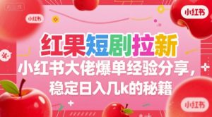 红果短剧拉新小红书大佬爆单经验分享，稳定日入几k的秘籍-网创资源站