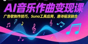 AI音乐作曲变现课，广告歌制作技巧，Suno工具应用，唐诗摇滚融合-网创资源站