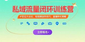 私域流量闭环训练营：IP定位方法论，短视频创作技巧，直播转化策略-网创资源站