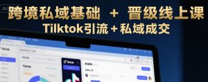 跨境私域基础+晋级线上课，Tilktok引流+私域成交-网创资源站