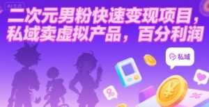 二次元男粉快速变现项目，私域卖虚拟产品，百分利润-网创资源站