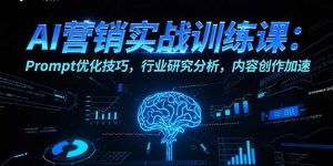 AI营销实战训练课：Prompt优化技巧，行业研究分析，内容创作加速-网创资源站