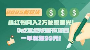 小红书月入2万秘密曝光！绝版图书项目，一单就赚99元！-网创资源站