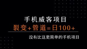 手机威客裂变+管道收益 每天被动收益至少100+-网创资源站