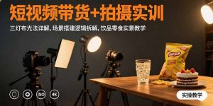 短视频带货+拍摄实训：三灯布光法详解,场景搭建逻辑拆解,饮品零食实景教学-网创资源站