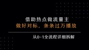 借力热点,乘顺风车玩流量主,条条过万播放, 每月收益5k+,从0-1全流程详细拆解-网创资源站