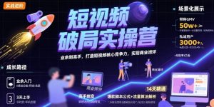 短视频破局实操营,业余到高手,打造短视频核心竞争力,实现商业闭环-网创资源站