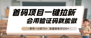 首码项目一键拉新，会用验证码就能做 单号一小时70+，批量做每天500+-网创资源站