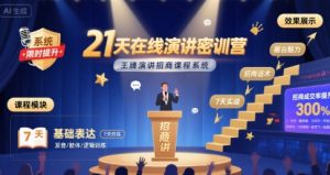 21天在线演讲密训营，王牌演讲招商课程系统-网创资源站
