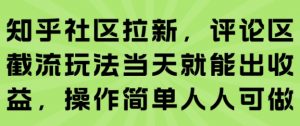 知乎社区拉新，评论区截流玩法当天就能出收益，操作简单人人可做-网创资源站