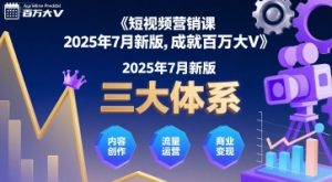 短视频营销课2025年7月新版,三大体系成就百万大V-网创资源站