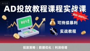 AD投放教程课程实战课,实现广告ROI300%+可持续暴利-网创资源站