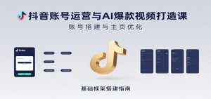 抖音账号运营与AI爆款视频打造课:含账号搭建、运营及多种AI特效视频制作方法-网创资源站