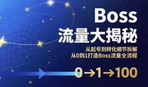 Boss流量大揭秘，从起号到转化细节拆解，从0到1打造Boss流量全流程-网创资源站