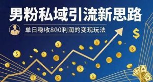 男粉私域引流新思路，单日稳收8张利润的变现玩法-网创资源站