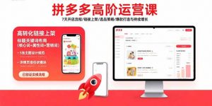 拼多多高阶运营课:7天开店流程/链接上架/选品策略/爆款打造与持续增长-网创资源站