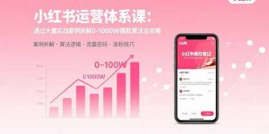 小红书运营体系课：通过大量实战案例拆解0-1000W爆款算法全攻略-网创资源站