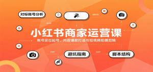 小红书商家运营课,账号定位起号、内容爆款打造与短视频拍摄剪辑-网创资源站