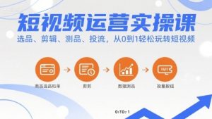 短视频运营实操课，选品、剪辑、测品、投流，从0到1轻松玩转短视频-网创资源站