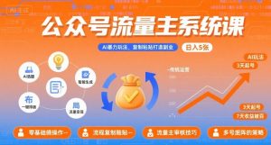 公众号流量主系统课，AI暴力玩法，复制粘贴打造副业，日入5张 +【附工具指令】-网创资源站