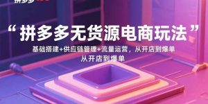 拼多多无货源电商玩法:基础搭建+供应链管理+流量运营,从开店到爆单-网创资源站