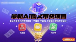 最新Ai图文带货项目，最适合普通人的带货项目，不露脸 不直播 不剪辑就可以轻松带货搞钱-网创资源站