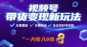 视频号带货变现新玩法，无需露脸，无需粉丝，无任何封号风险，一天收益8张【揭秘】-网创资源站