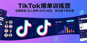 TikTok爆单训练营，店铺搭建/达人矩阵/GMV投流，单日破千单实操-网创资源站